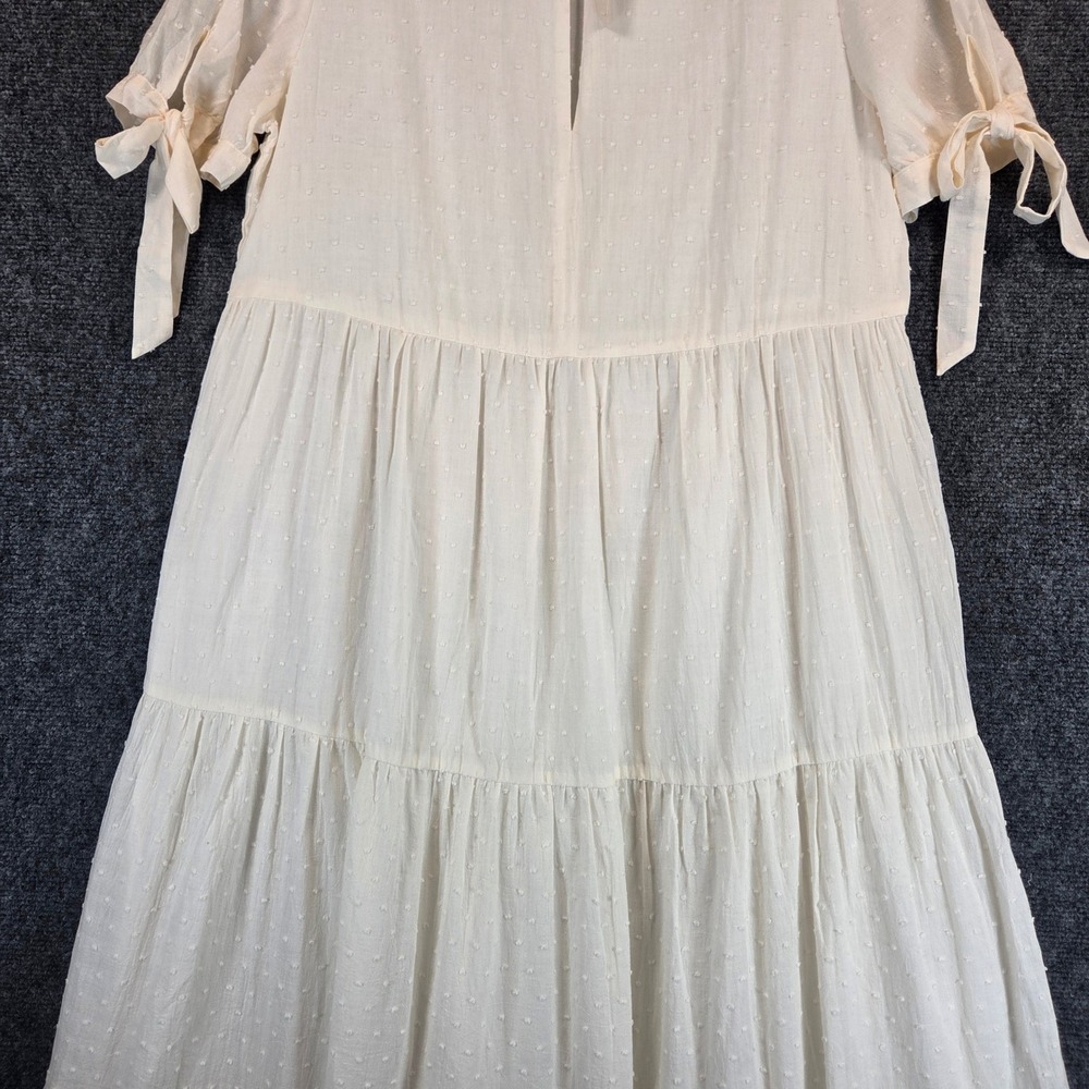 Madewell Cream Tiered Midi Dress with Tie Sleeves - Picture 4 of 16